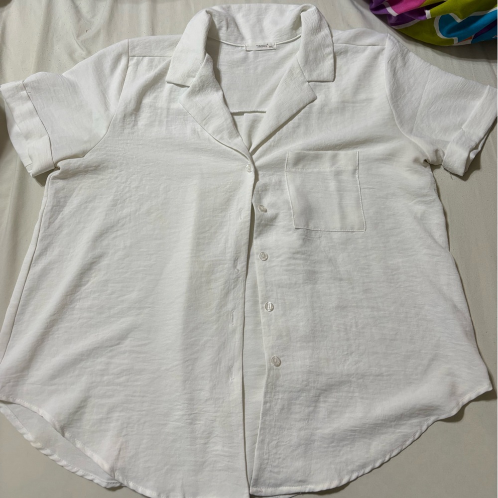 Timing Crisp White Button-Up Shirt